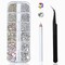 2400 Pieces Nail Art Rhinestones Kit Nail Gems Ab Flatback Rhinestones Gems Stones, with Storage Organizer Box/Wax Pencil/Tweezers 6 Sizes (1.5-4.5 mm) for Nail Art Craft (2400pcs)